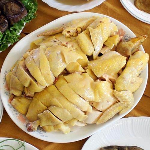 gà luộc chấm tiêu chanh