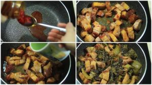 dưa cải xào thịt heo quay