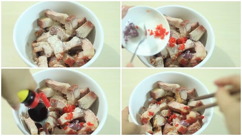 thịt heo quay kho dưa cải