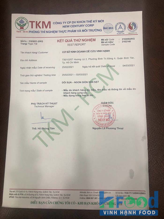 giấy kiểm định chất lượng sản phẩm