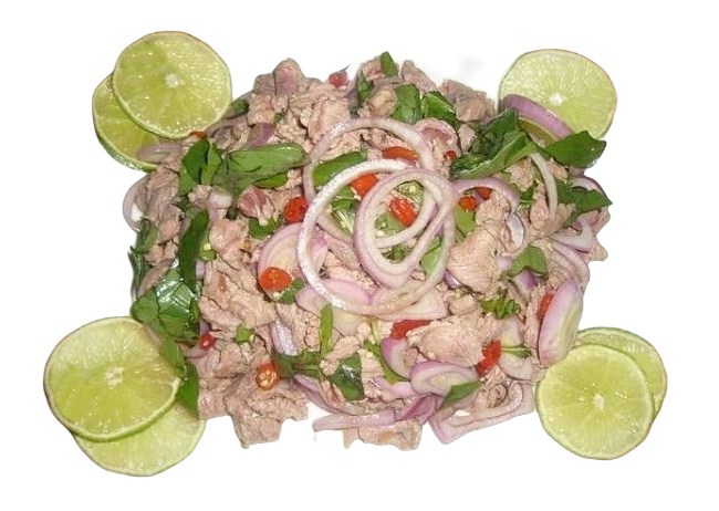 Cách làm món dê tái chanh thành phẩm với rau thơm và mè rang